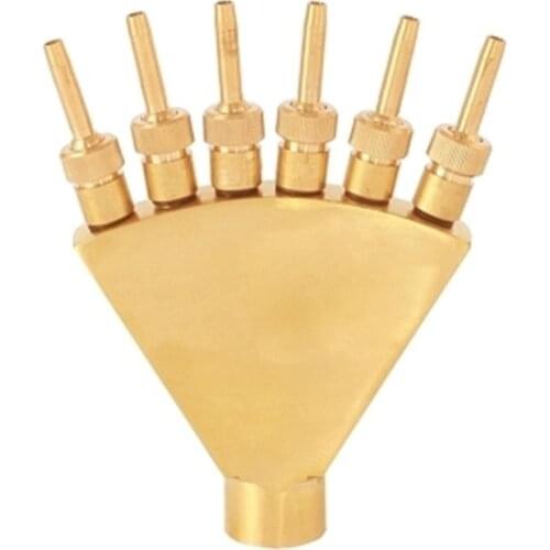 Newly Arrival Phoenix Tail Spray Nozzle With Six Adjustable Valves Garden Pond Rockery Landscape Brass Blossom Fountain Nozzle
