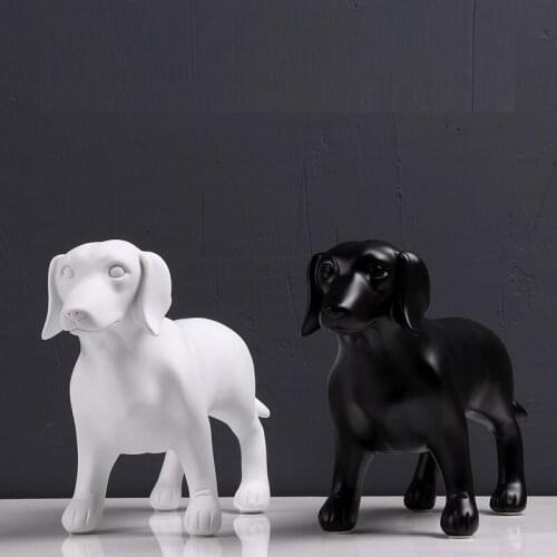 WHITE AND BLACK LABRADOR SCULPTURE CRAFTS GIFT CREATIVE SIMPLE DOG ORNAMENTS ART HOME DECORATION L3156