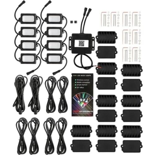 1 Set LED Rock Lights RGBW Multi-colors Decorative Atmosphere Hub Lamp bluetooth Control For Jeep Offroad Truck UTV Wheel Light