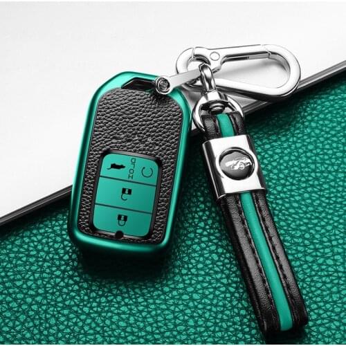High Quality TPU Leather grain Car Key Case Cover Shell For Honda Hrv Civic 2017Accord 2003-2007 Crv Freed Pilot Car Accessories