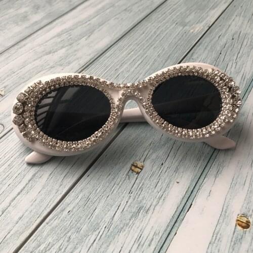 ZAOLIHU Oval Shape Women Sunglasses Luxury Sexy Diamond Sun Glasses UV400 Retro Designer Brand White Black oculos de sol