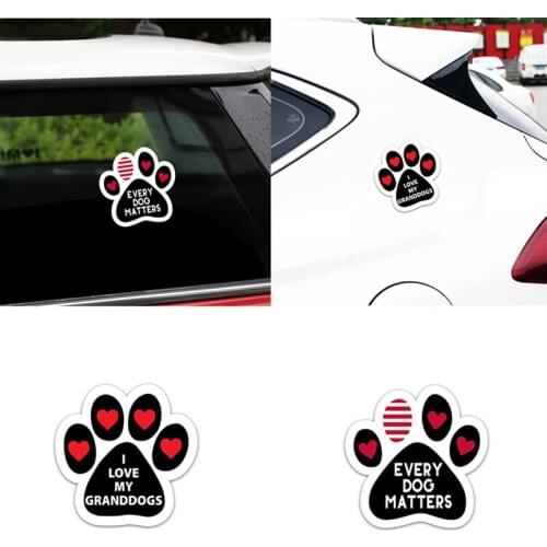 1/2Pcs 15x15cm I Love My Granddogs Cute Paw Footprints Car Stickers and Decals for Car Styling Decoration Body Window Stickers
