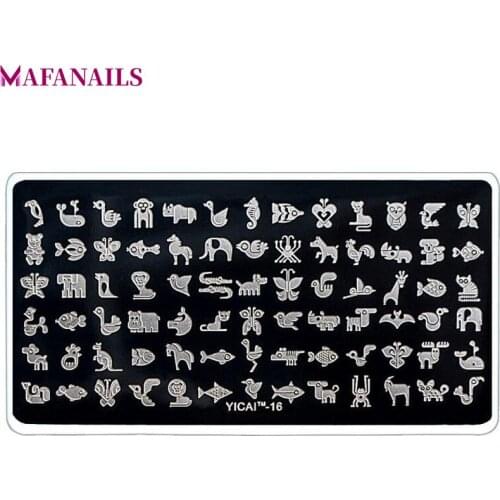 1Pc 6.5*12.5CM Quality Nail Stamping Plates Stainless Steel Image Cartoons Fish Cat Bird Stamping Nail Art Manicure Template 16