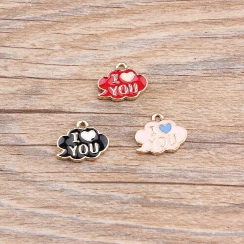 10pcs DIY oil drop hair shoes I love you word charms, Korean fashion cotton accessories factory direct wholesale cloud pendants