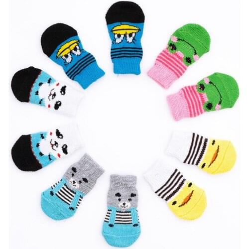 3 Pairs/lot Dog Socks for Small Dogs Snow Boots Cute Animal Frog Bear Panda Puppy Socks Kawaii Cats Accessories Teddy Non-Slip