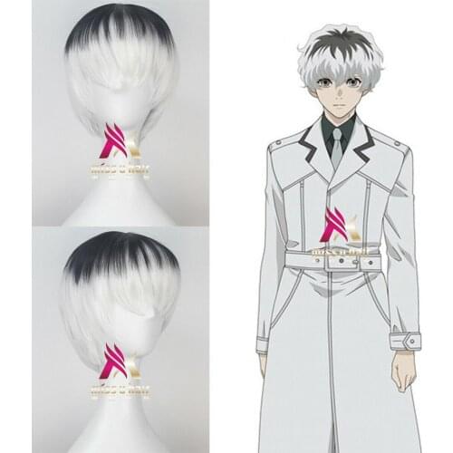 Anime Tokyo Ghoul Re Kaneki Ken Sasaki Haise Black White Mix Short Synthetic Hair Halloween Party Cosplay Costume Wigs