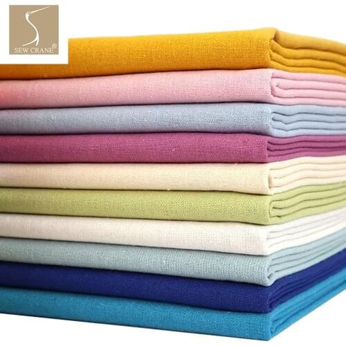 Pure Color Linen Blend Apparel Clothes DIY Clothing Patchwork Craft Sewing Fabric Green Pink Blue White Grey Yellow Black