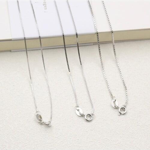 40/45/50/55/60cm Classic Basic Chain 100% 925 Sterling Silver Necklace Chain Fashion Jewelry Girls Clavicle Necklace