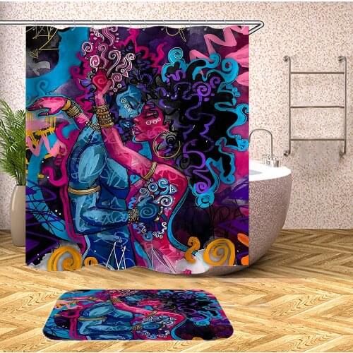 Black Love Black Couple African American Couple Love Art Bathroom Curtain