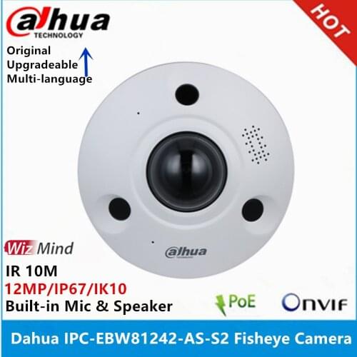 Dahua IPC-EBW81242 12MP Ultra HD Vandal-proof IR Network Fisheye Camera IP67 AI fisheye Camera replace IPC-EBW81230 ip camera