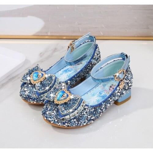 Disney Kids Glitter Sandals Princess Wedding Party Sandals For Girls Summer Children Sandals High With Rhinestone Bling Sequined