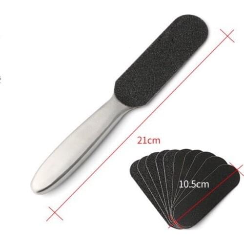 Rubbing to remove dead skin on feet Stainless steel double-sided sandpaper tool has 10 pieces of replacement sand