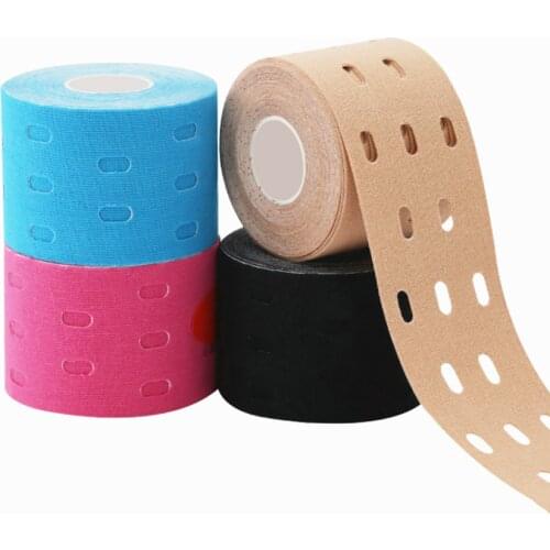 5cm * 5m Roll Hole Breathable Kinesiology Tape Medical Elastic Sport Athletic Tape for Muscle Support Strain Injury Pain Relief