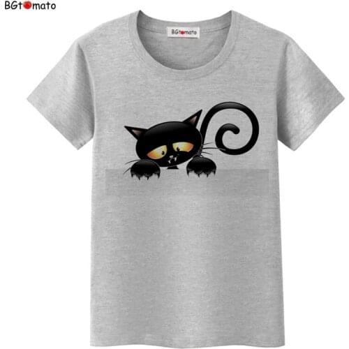 BGtomato Elegent black cat t-shirt summer cool top Hot sale 3d printed t-shirts clothes cheap sale t shirt women top tees