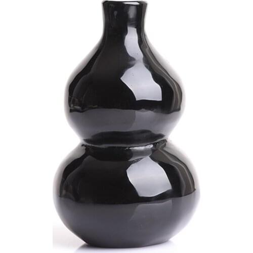 Natural Obsidian Gourd Figurine Quartz Crystal Gourd Lucky Stone Feng Shui Reiki Healing Crystal Stone Home Decoration Crafts