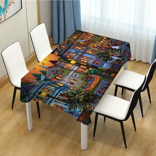 Halloween Art Trick Or Treat Design Tablecloth For Dinner Table Decor