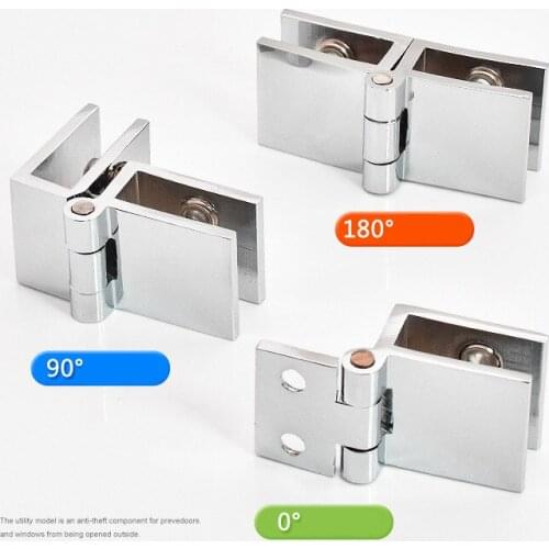 2 PCS Cabinet Glass Door Hinges Wine Door Hinges Glass Hinges hardware Suitable for glass thickness 5-8mm. 90/180/0 degree