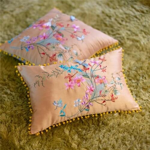 Chinese Embroidery Pillow Cushion Cover Flower Dragonfly Throw Decorative Pillows Cojines Decorativos Para Sofa Coussin Cushions