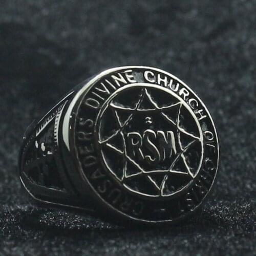316L Stainless Steel CRUSADERS DIVINE CHURCH OF CHRIST RSM Cross Silver-Color Ring