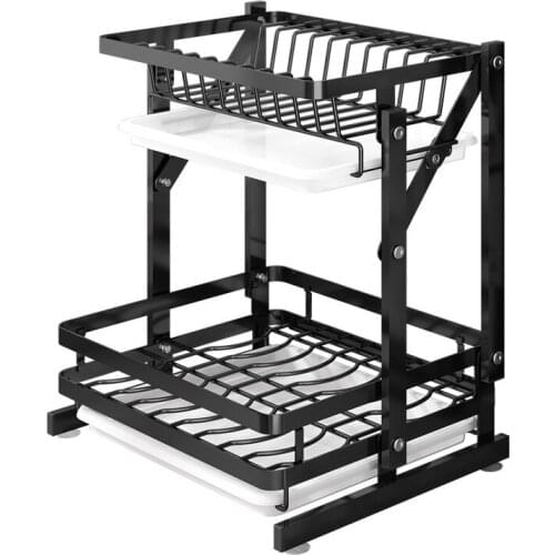 Kitchen multi-layer countertop folding dish rack free drilling and installation free wall-mounted dish rack