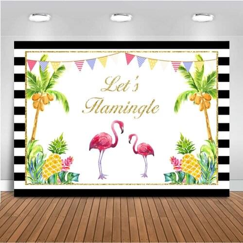 Lets flamingo backdrop for Photography Summer Holiday Party Decoration Background for Photo Dessert Table Supplies