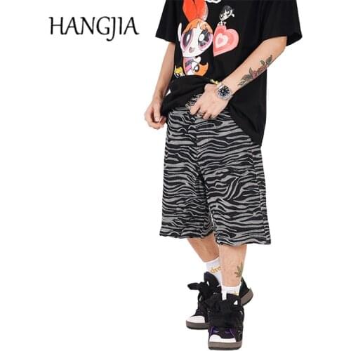 Fashion Camouflage Jean Shorts Streetwear Loose Casual Knee-length Denim Short Trousers Summer Men Women Zebra Stripes Shorts