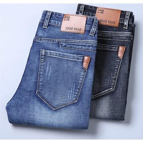Men Jeans High Quality Famous Brand Stretch Straight Slim Fit Blue Mens Jeans Classic Denim Casual Pants Long Trousers,816