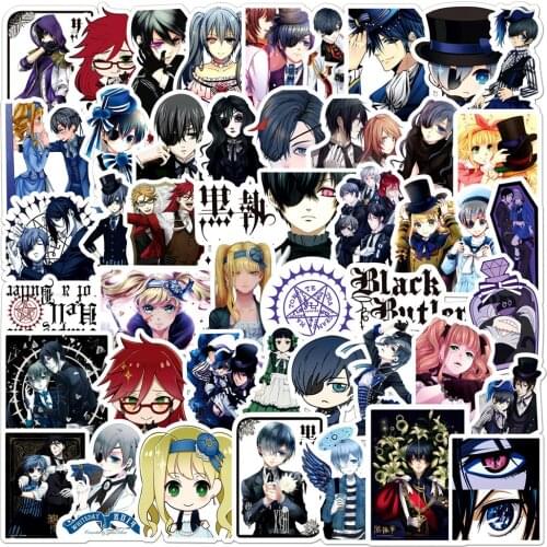 10/50PCS Black Butler Stickers Pack for Children Gift Cartoon Anime Stickers To Stationery Laptop Suitcase Guitar Fridge Decal