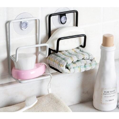 Wall Mounted Metal Suction Cup Sink Drain Rack Wall Sucker Sponge Storage Drying Holder Kitchen Bathroom Soap Stand Dish Shelf