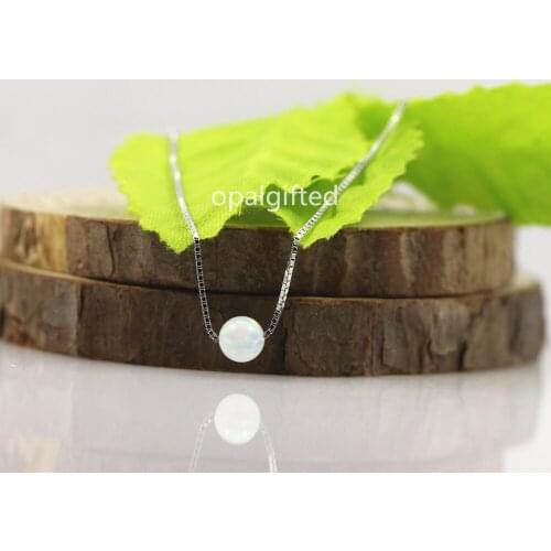 2020 new fashion opal bead necklace women lady with 925 silver white/green/dark blue/light blue 5mm syntheti opal beads necklace