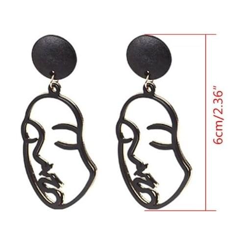 New Abstract Face Earrings Creative Women Jewelry Fashion Gift Art Hollow Dangle