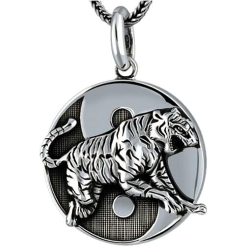 BOCAI 2021 Fashion s925 Silver Jewelry Retro Rour Mythical beasts Good Luck Man Pendant Evil Spirits Gossip White Tiger Pendant