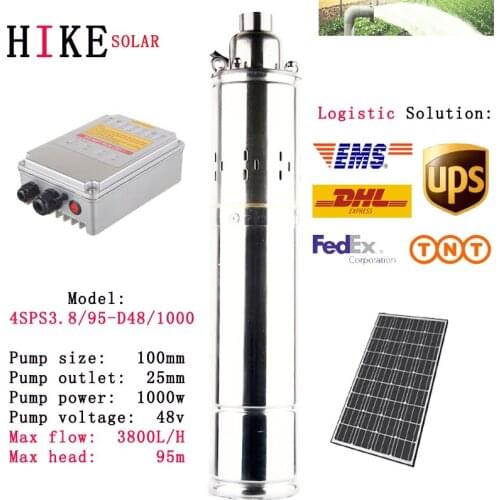 Hike solar equipment 48V DC 1HP 4" pump Solar power bore water pump system home farm agriculture irrigation 4SPS3.8/95-D48/1000