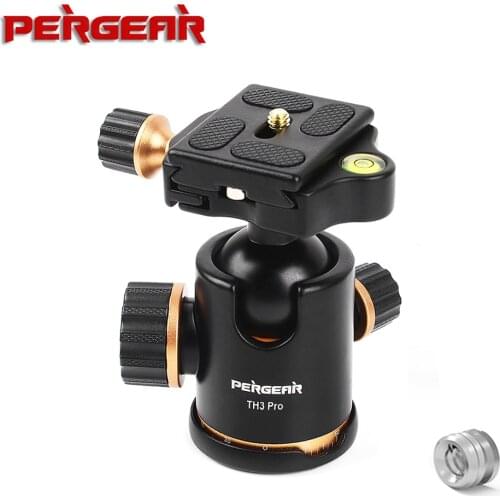 Pergear TH3 Pro Tripod Monopod Ball Head 360 Degree Fluid Rotation with 1/4" to 3/8" Srew Adapters for DSLR Camera Photography
