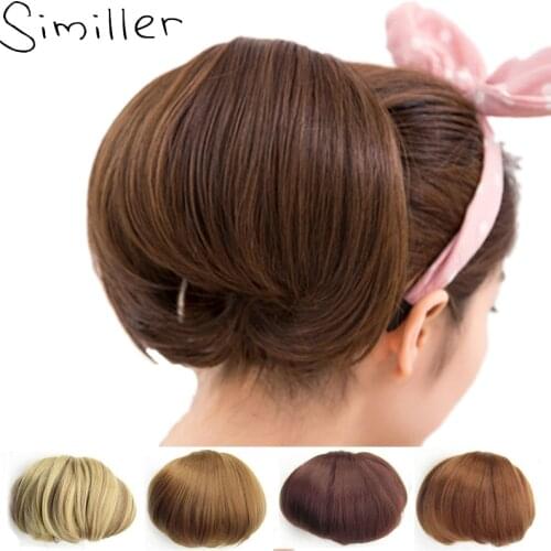 Similler Synthetic Hair Bun Curly Chignon Clip in Hairpiece Hair Extension Fake Hair Piece Accessoire Ombre Black Brown