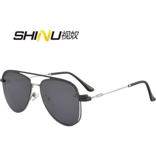 SHINU polarized sunglasses women clip-on sun-glasses men optics frame Prescription glasses men Retro metal eyeglass frame 3039