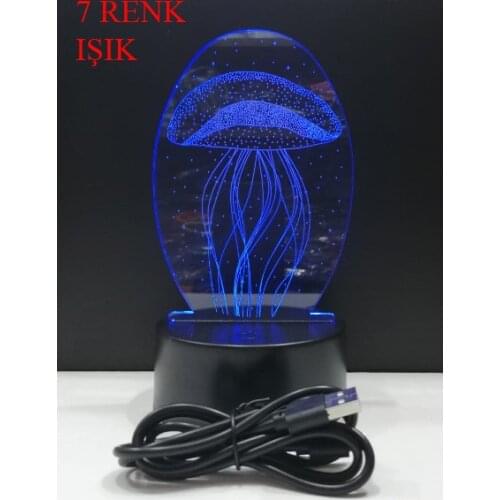 3D Illuminated jellyfish Lamp Gift,love,family,friendship,celebration,fun,Joke, Cute, ships from Turkey