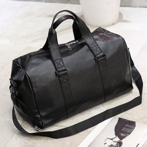 Large Capacity Men Handbag Black PU Leather Travel Totes Bags Male Luggage Bags Man Big Suitcase Shoulder Bag