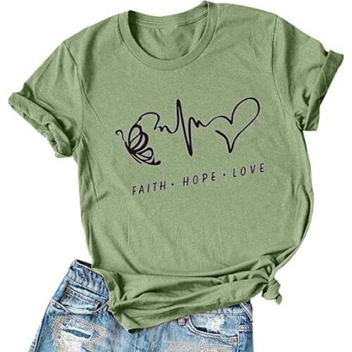 Butterfly faith hope love Women T-Shirt fashion tshirt summer style outfits tops tees cotton casual tumblr t shirt