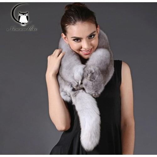2021 Winter Scarf Women Fur Fox Luxury Quality Whole Fox Scarf Real Fox Fur Female Hijab Scarf Warmer Fashion Fox Scarf