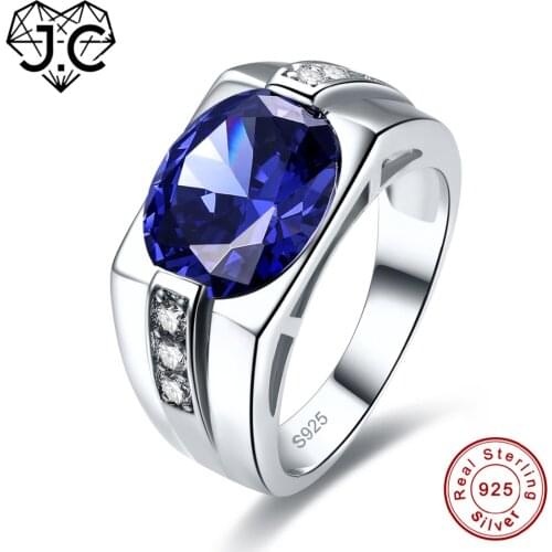 J.C Engagement Women Fine Jewelry Sapphire &Tanzanite &White Topaz Classic Style Solid 925 Sterling Silver Ring Size 7 8 9 10