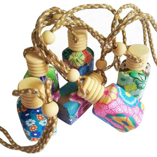 1Pcs Hot Selling Floral Art Printed Hanging Car Air Freshener Perfume Diffuser Fragrance Hanging Aroma Bottle Random Color
