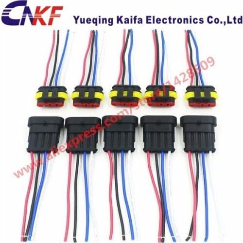 10 Sets 1.5 Series 4 Pin Waterproof Electrical Wire Connector Male Female With Automobile Wire Harness 282088-1 282106-1