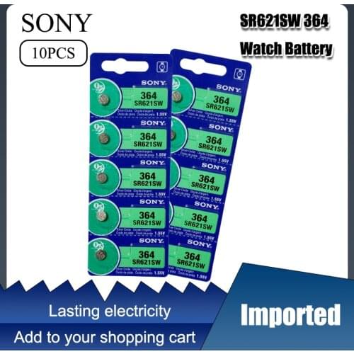 10pcs/lot RETAIL LONG LASTING 364 SR621SW V364 SR60 SR621 AG1 Watch Battery Button Coin Cell MADE IN JAPAN 100% Original Brand