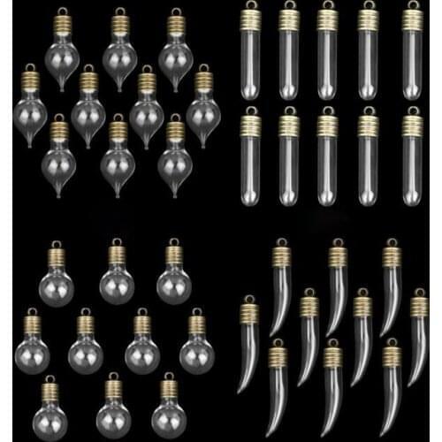 3pcs 6mm Mix shape glass vial pendant copper cap glass pendant wishing glass bottle locket necklace pendant name on rice bottles