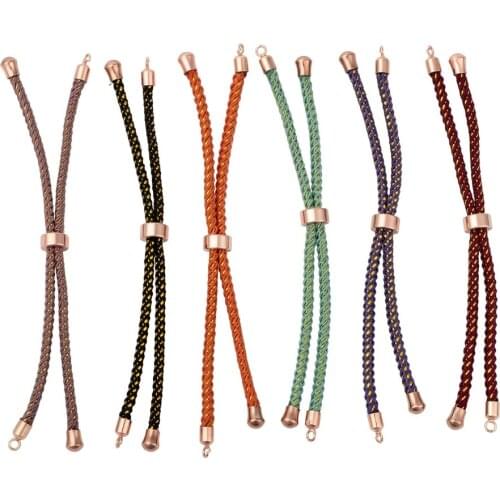 5pcs Mix Color Adjustable Nylon Slider Bracelet Cord Making (22cm long) With Environmental Brass Findings Jewelry Accessories