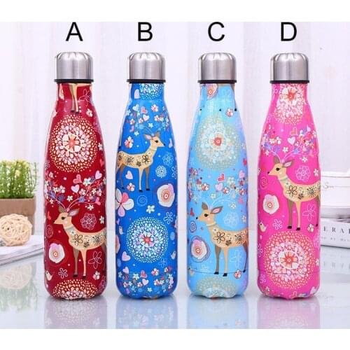 500ml Cartoon Deer Vacuum Cup Insulated Stainless Steel Water Bottle Coffee Thermos Portable Travel Sport Drink Bottle Gift