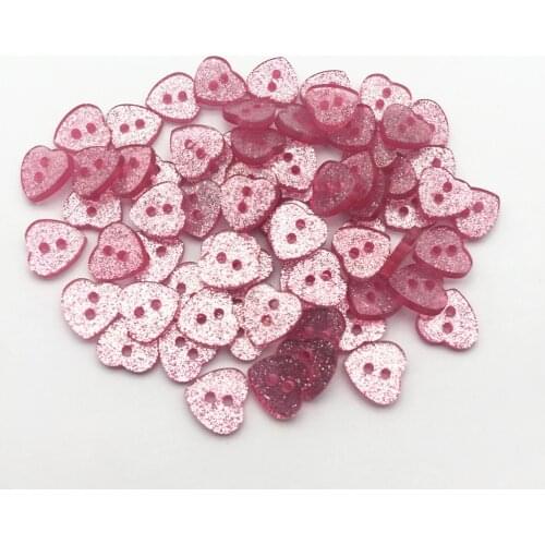 500pcs 12x13mm Pink Glitter Heart Buttons Resin Sparkly Embellishments Scrapbooking Wedding Cardmaking