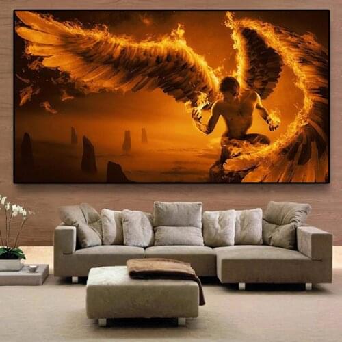 Abstract Creativity Burning Wings Angel Human Posters Prints Picture Hanging Wall Art Canvas Painting for Living Room Home Decor