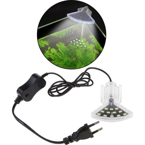 Aquarium Light Fan Shape Aquarius Tank Light 5W Clip-on Lamp for 6mm Thick Fish Tank Waterproof Mini Lamp